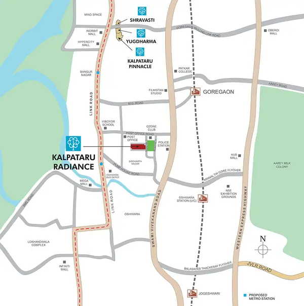 Kalpataru Radiance location map, Siddharth Nagar, Goregaon West