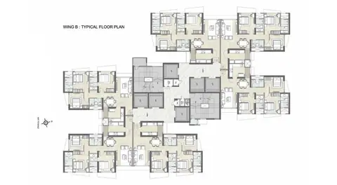 Kalpataru Radiance wing B typical floor plan